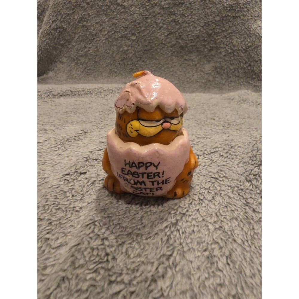 1981 Garfield Candle Happy Easter From The Easter‎ Cat Pink Egg Spring